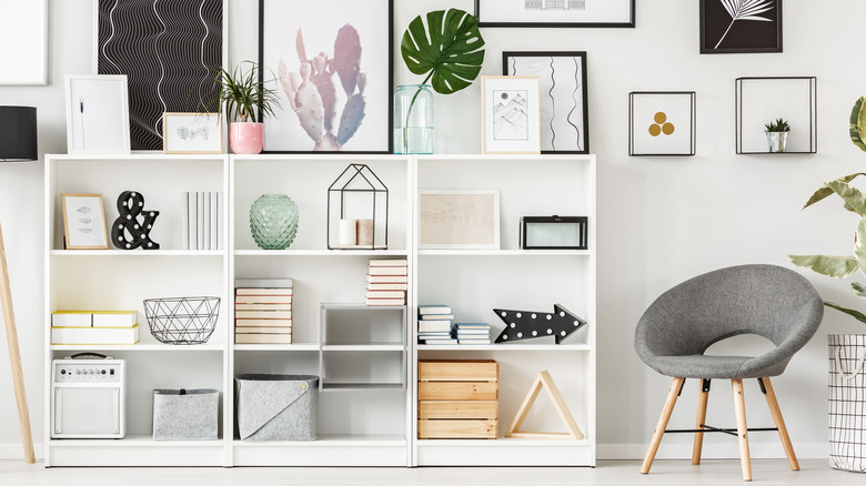 Wall art covering white wall