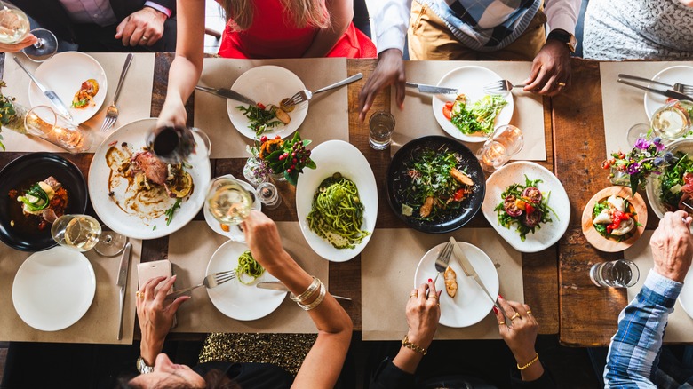 Dinner plates on a dining room table