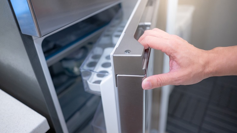 Refrigerator door being closed
