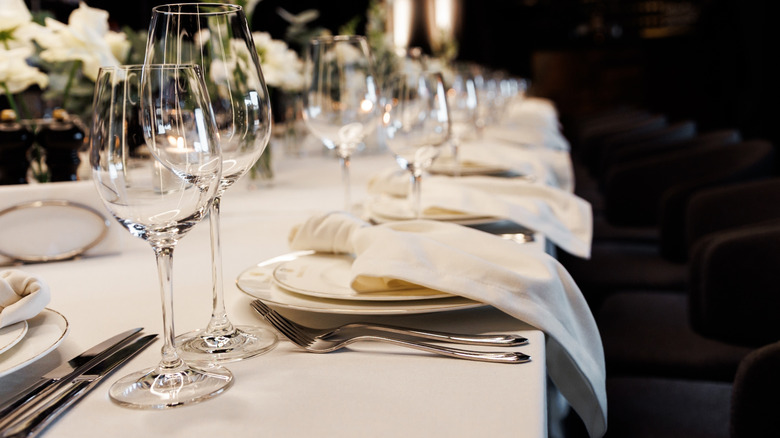 Luxuriously set dining table