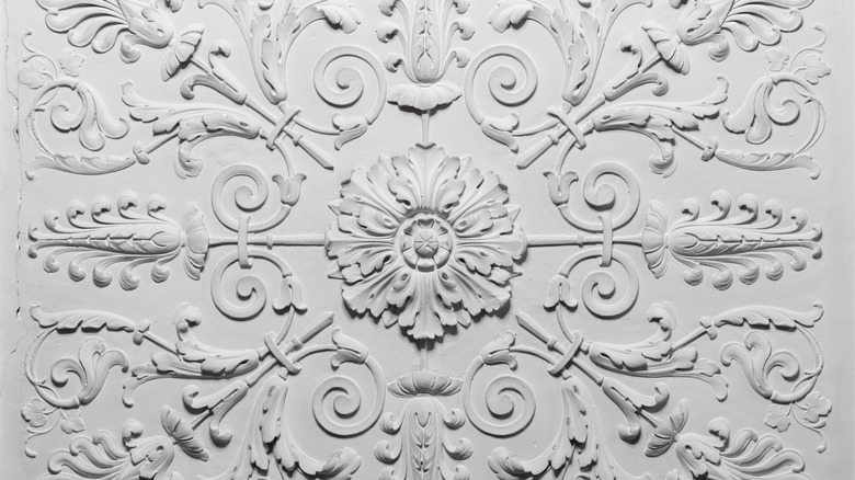 A Rococo-inspired floral ceiling texture is shown in detail