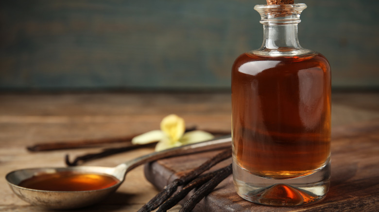 Vanilla extract on table