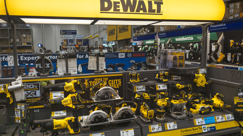 DeWalt tools on display at a retail store