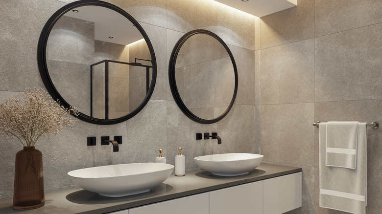 Double sink vanity in a bathroom