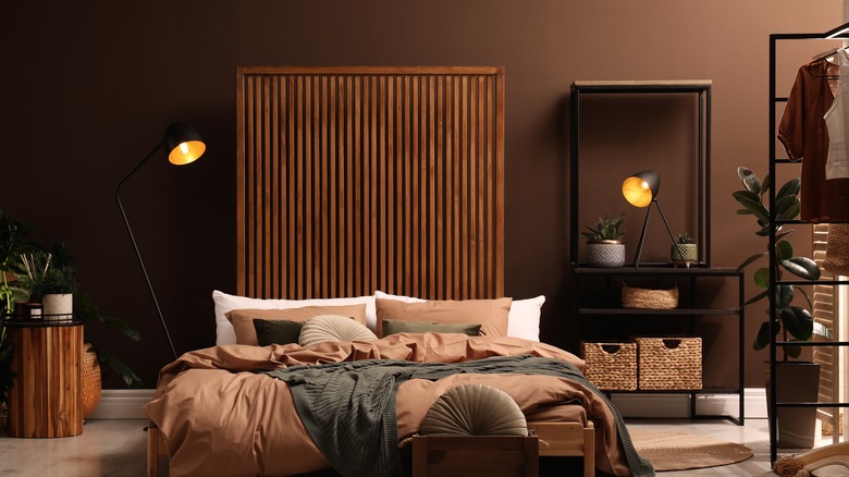 Dark brown guest room