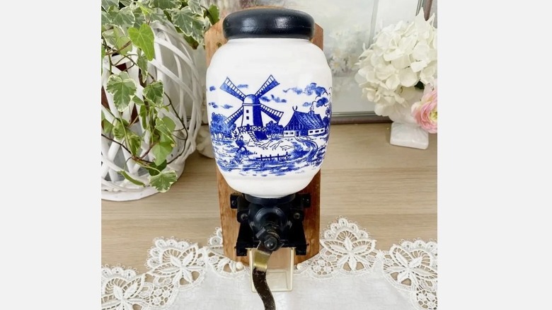 Vintage Dutch wall mounted coffee grinder
