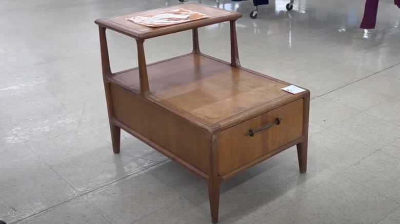 Midcentury modern side table found at Goodwill