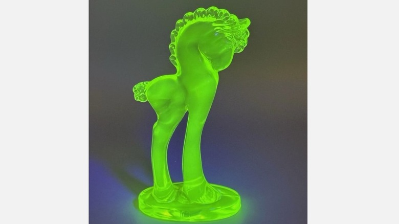 Vintage Mosser uranium glass horse figurine
