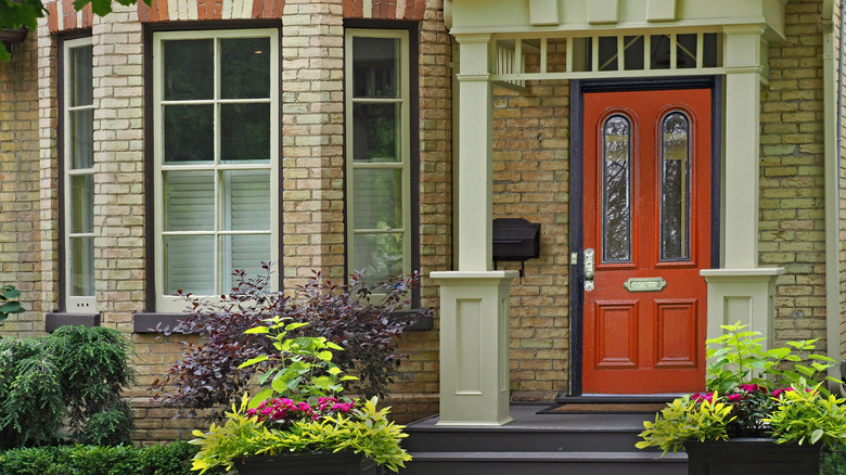 Victorian house with red door