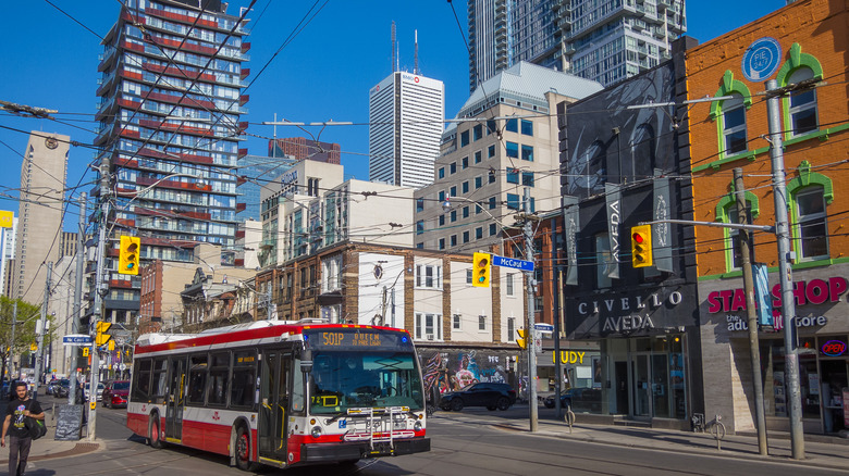 Streetcar in busy Queen West