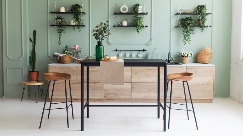 Plants in a kitchen