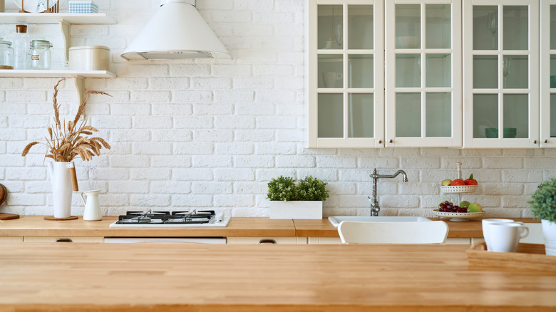 butcher block counter top kitchen