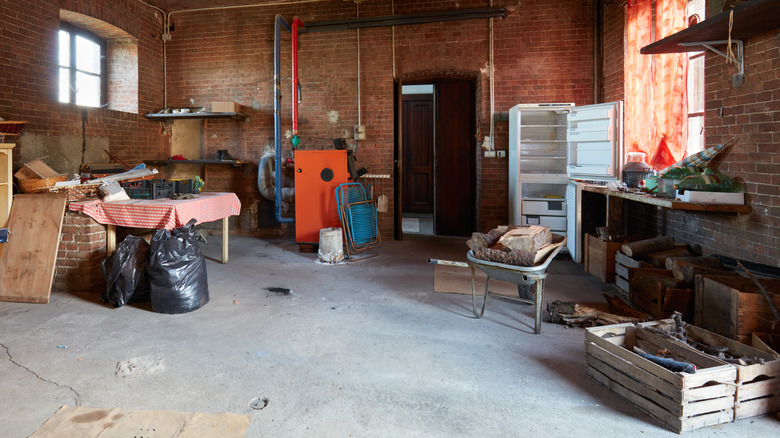 Messy basement storage