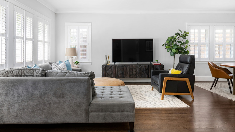 Living room with low profile furniture