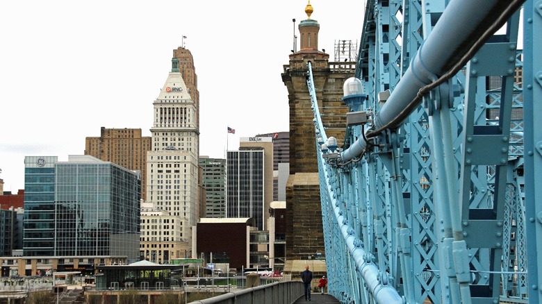 Cincinnati from the Roebling Bridge