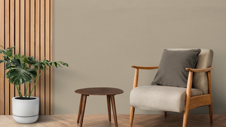 greige on accent wall and chair