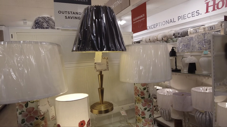 A wide variety of lamps are on display at HomeGoods
