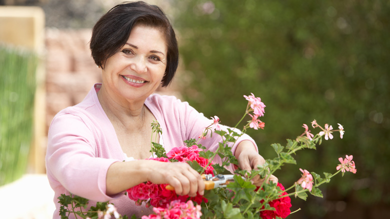 Woman with flowers