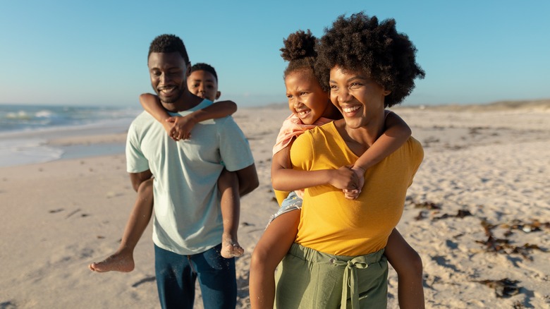 Family on beach