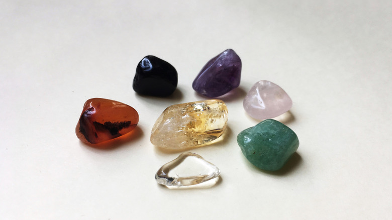 several crystals 