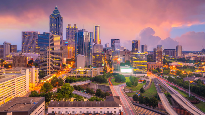 Atlanta skyline at sunset