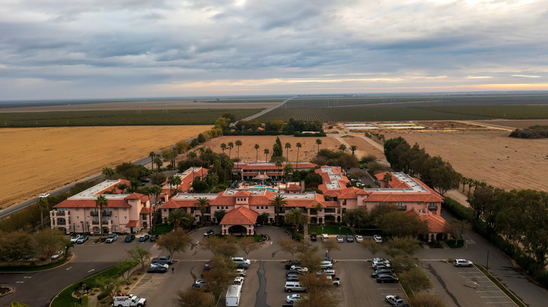 An aerial view of the Harris Ranch Resort in Coalinga, California.