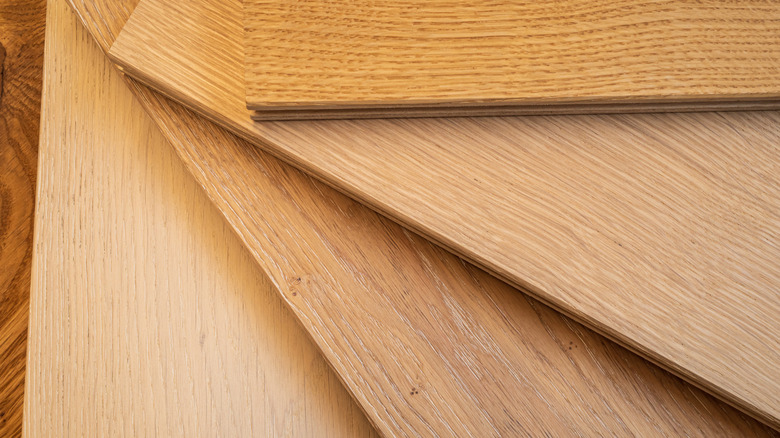 wood samples fanned out on table