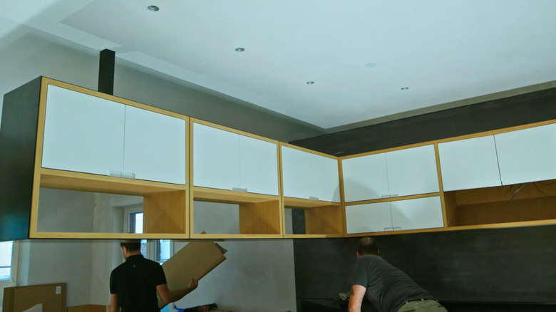 part suspended cabinet mid-century style