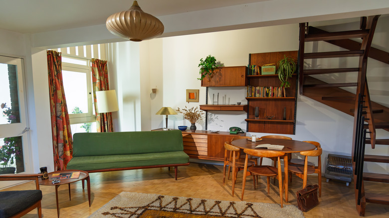Retro living room with furniture and decor from the 1960s