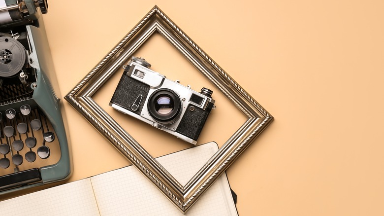 old camera in picture frame