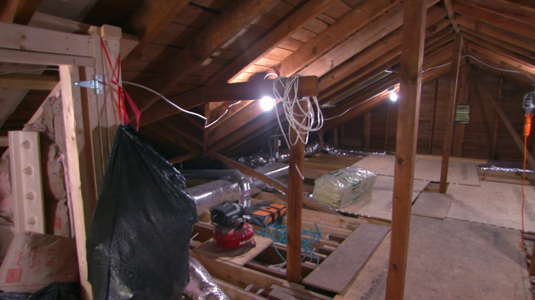 empty wooden home attic