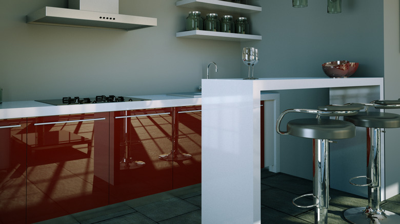 Space age kitchen with chrome accents