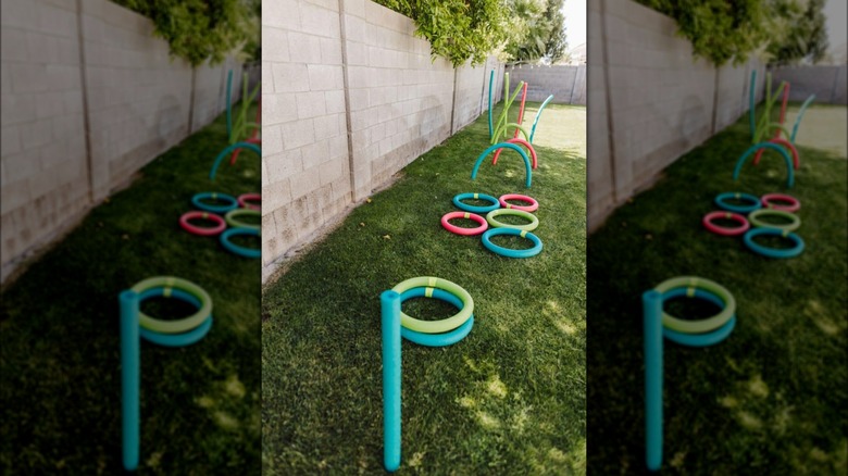 obstacle course with pool noodles