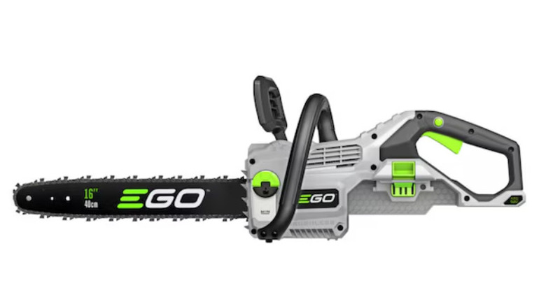 A 16-inch EGO brand chainsaw