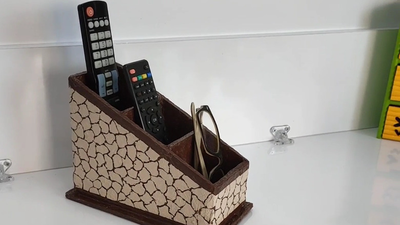 DIY cardboard TV remote organizer