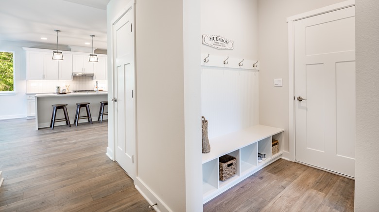 mudroom entry and kitchen