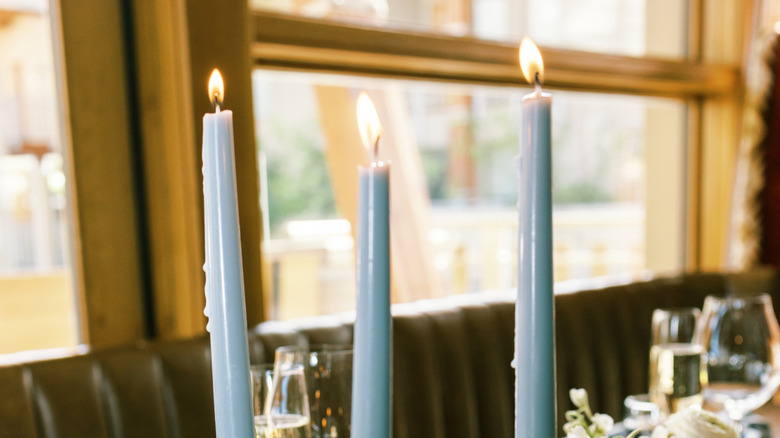 Taper candles on a table