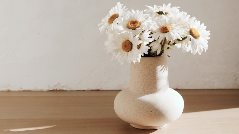 Cream textured flower vase