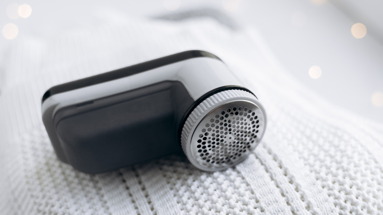 fabric shaver on upholstery