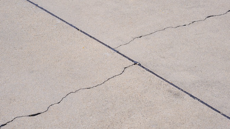 Cracked concrete patio