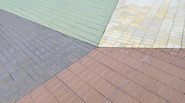 Different colored concrete pavers