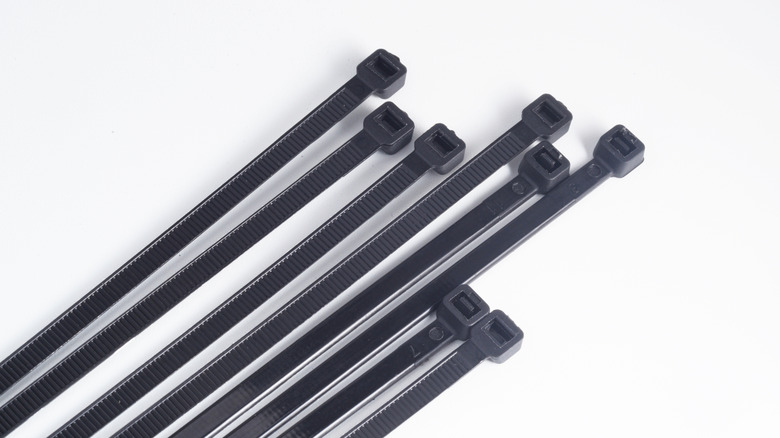 Close up photo of black zip ties