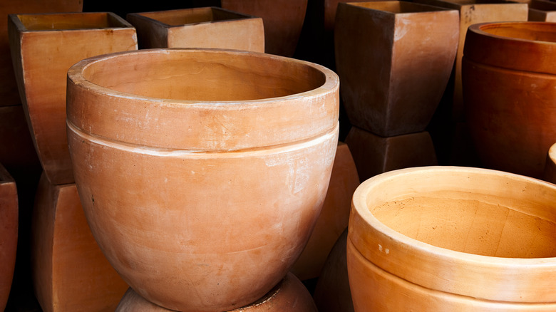 stacks of terracotta pots