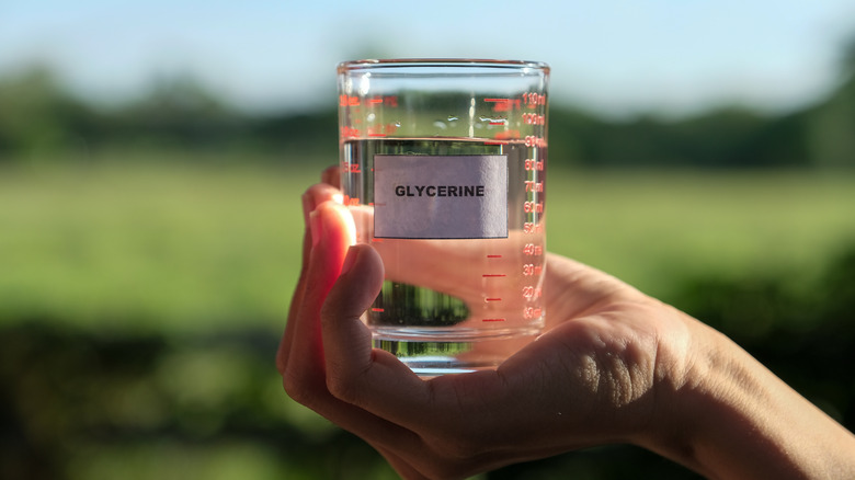 Measuring cup filled with gylcerine