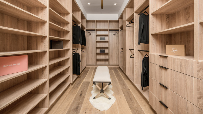Wooden walk-in closet