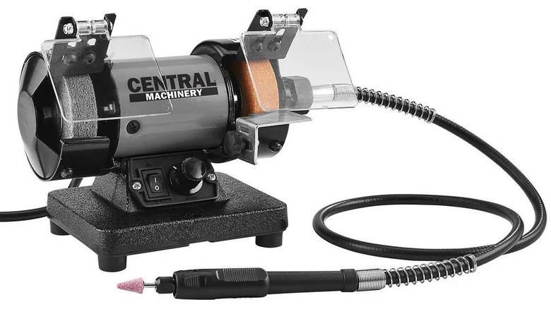 The Central Machinery 3-inch bench grinder with flex shaft from Harbor Freight