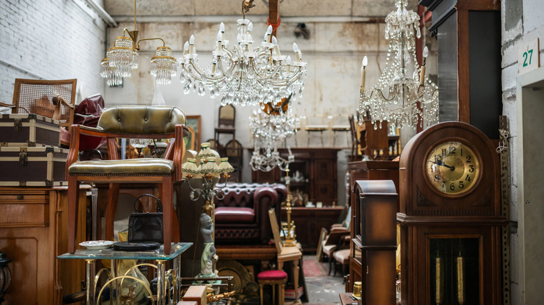 antique furniture in a thrift store