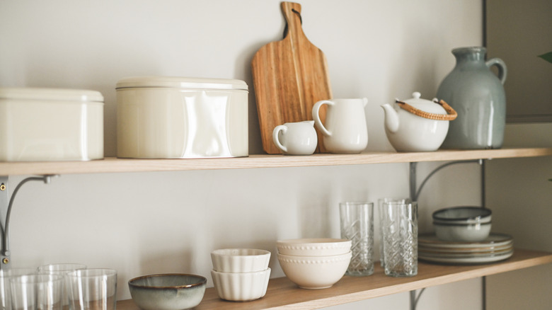 Open shelving holding stuff