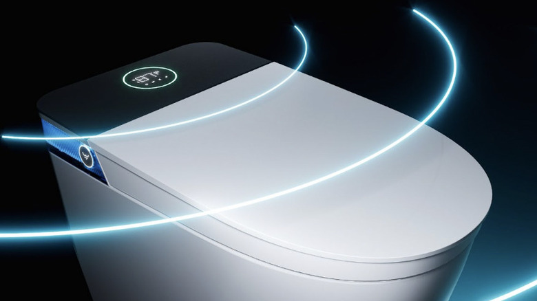 HOROW toilet close up with rings of light demonstrating heat