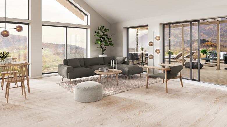 Mountain home with bleached floors